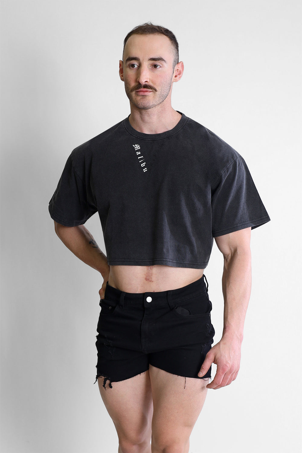 Camiseta corta con hombros caídos y efecto lavado vintage - Malibu V
